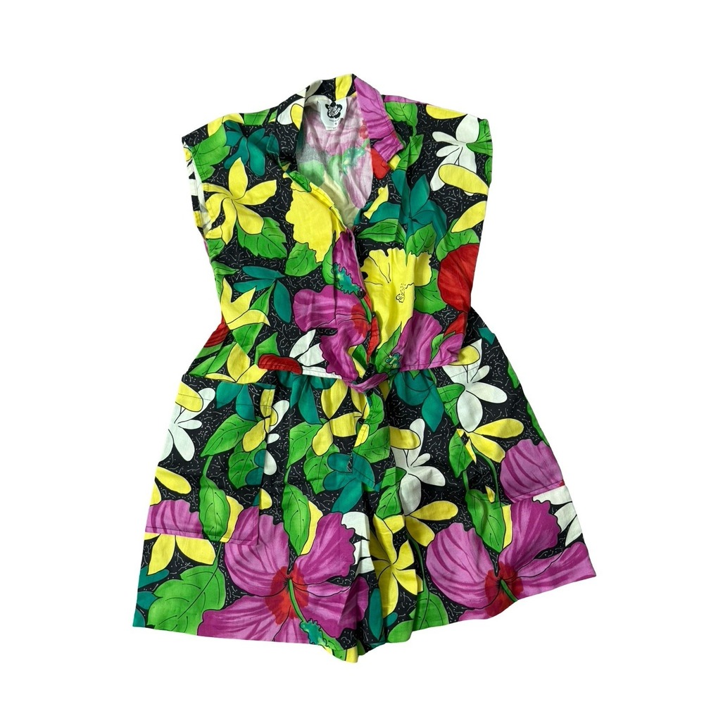 Vtg Hilo Hattie Tropical 2 Pc Set Womens L Shirt Shorts Cotton Small medium